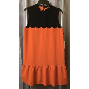 Victoria Beckham for Target Orange Black Scalloped Sleeveless Dress NWT Size Med